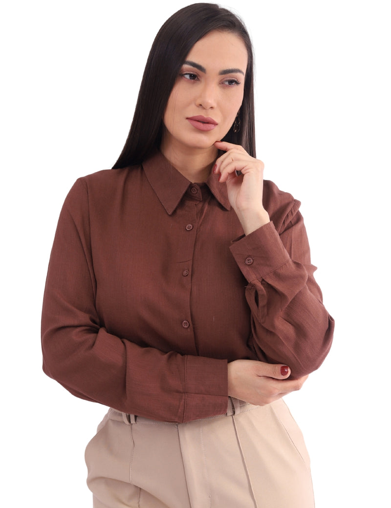 Camisa Feminina Social Básica Manga Longa