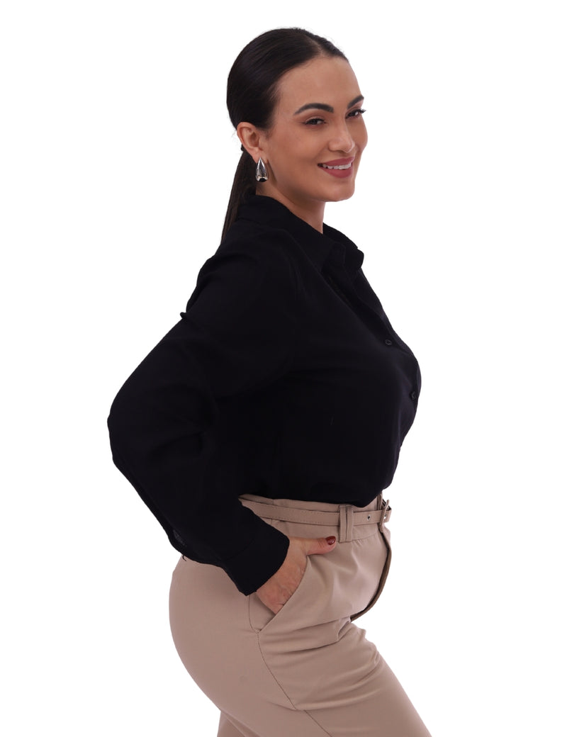 Camisa Feminina Social Básica Manga Longa