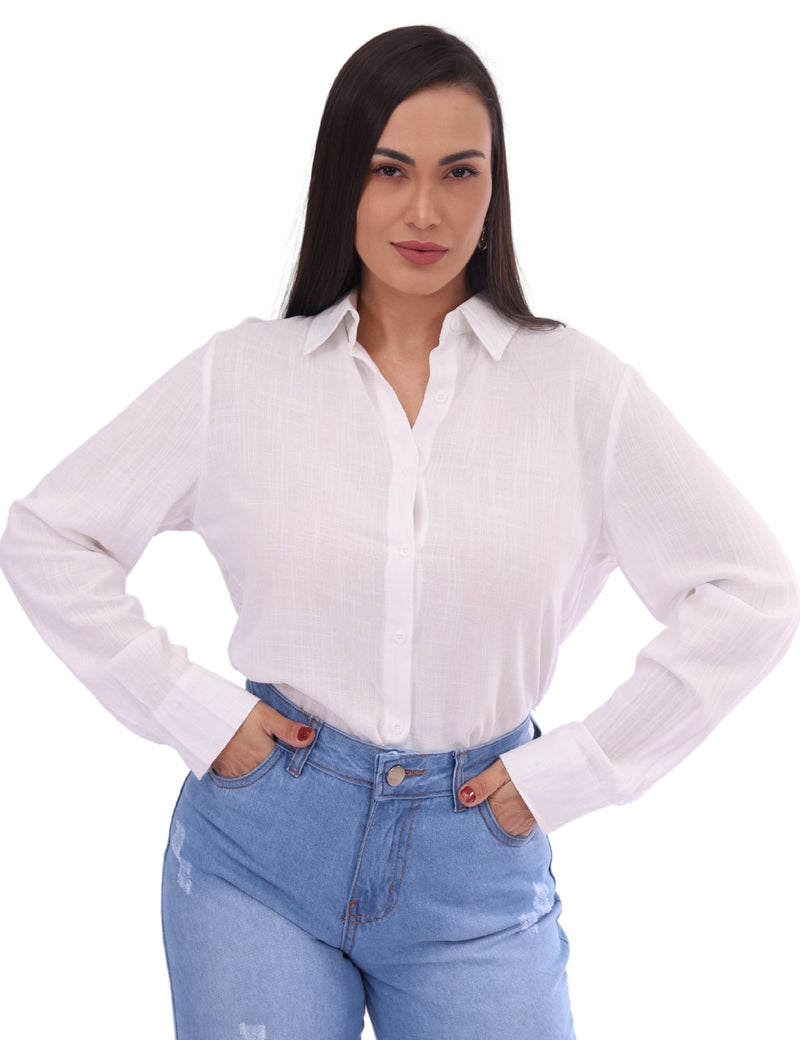 Camisa Feminina Social Básica Manga Longa