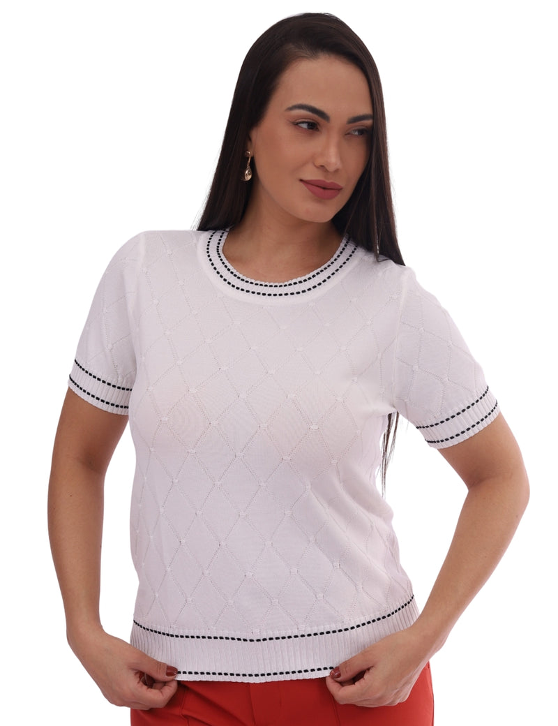 Blusa Feminina Manga Curta Geo Losango