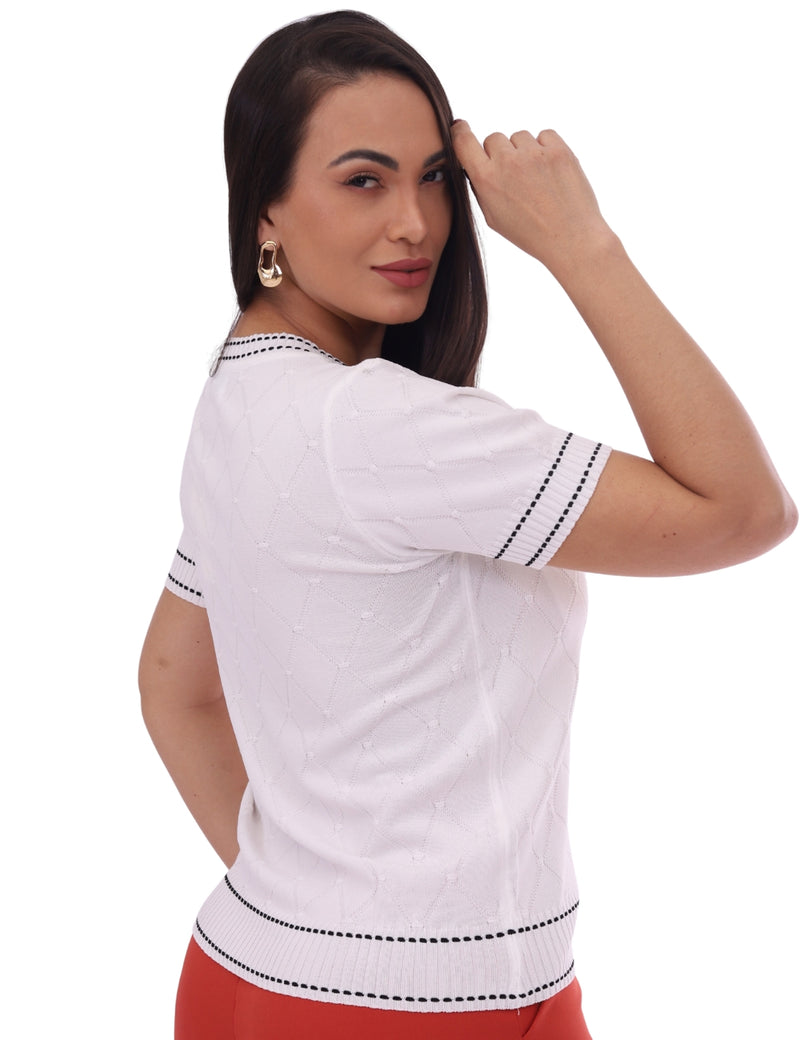 Blusa Feminina Manga Curta Geo Losango