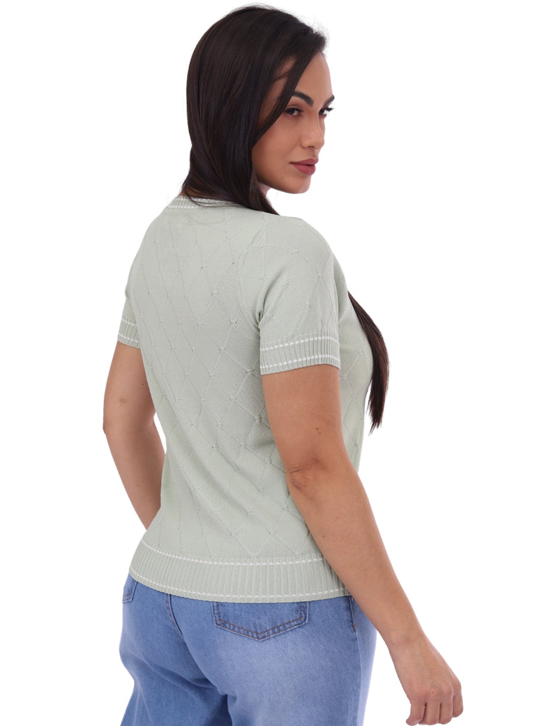 Blusa Feminina Manga Curta Geo Losango