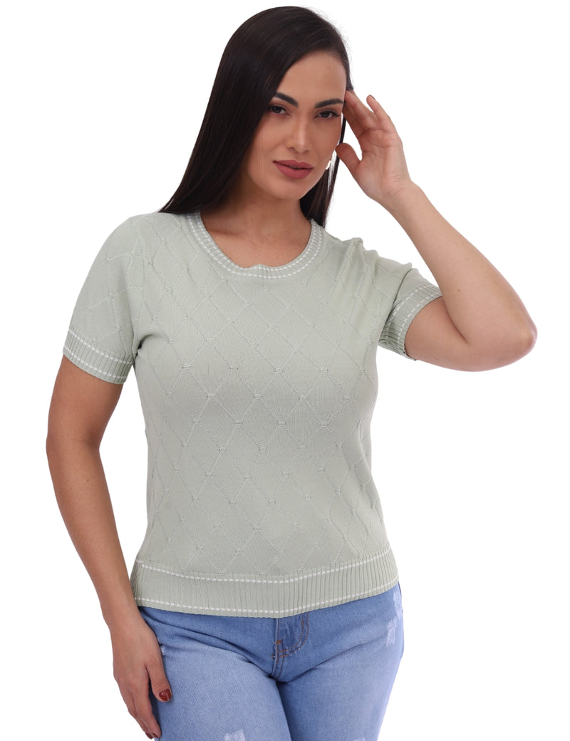 Blusa Feminina Manga Curta Geo Losango