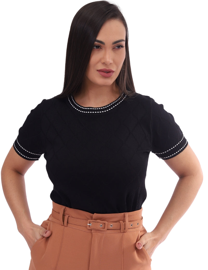 Blusa Feminina Manga Curta Geo Losango