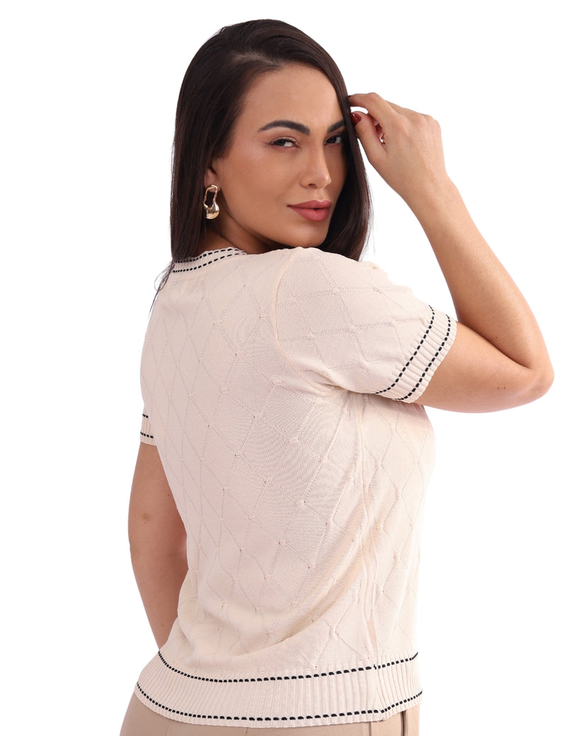 Blusa Feminina Manga Curta Geo Losango