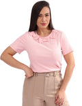 Blusa Feminina Com Detalhe de Laços na Gola