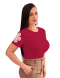 Blusa Feminina Básica com Renda Floral